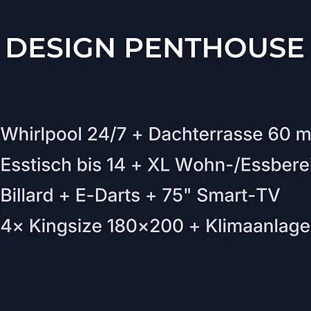 Design Penthouse - 4sz - 2baeder - Whirlpool - 2 Parkplaetze - Dachterrasse *